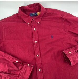 Polo Ralph Lauren Classic Fit Button Down Long Sleeve Shirt (Men's XL) Maroon